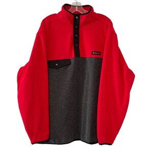 Snap-on Tools Mountain Fleece Pullover 1/4 Button‎ Pocket Red Grey XL Mechanic